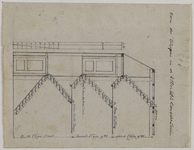 214919 Doorsnede van de trappen van de komediezaal van de schouwburg op het Vredenburg te Utrecht.